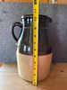 Two-Tone Brown and Tan Stoneware Pottery Pitcher. A two-tone stoneware pitcher featuring a dark Image - 5