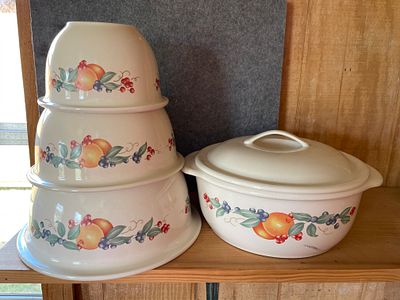 A Collection of Corelle Coordinates Abundance Stoneware Kitchenware. A collection of 