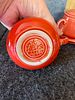 Fiesta Ceramic Cream and Sugar Set with Tray. A three-piece orange-red ceramic set featuring a Image - 6