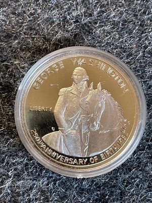 1982 George Washington 250th Anniversary 90% Silver Proof Half Dollar. A 1982 90% silver 