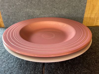 A Pair of Homer Laughlin Fiestaware Rimmed Pasta Bowls. A pair of ceramic rimmed pasta bowls in 