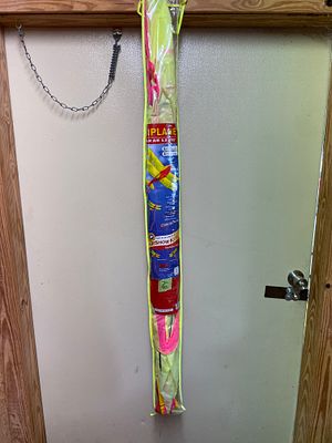 The Kite Factory Airshow Biplane Sport Kite. A yellow and pink biplane sport kite featuring a 