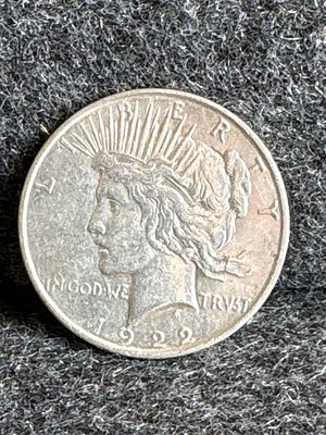 1922 United States Peace Silver Dollar Coin. A single 1922 United States Peace silver dollar 
