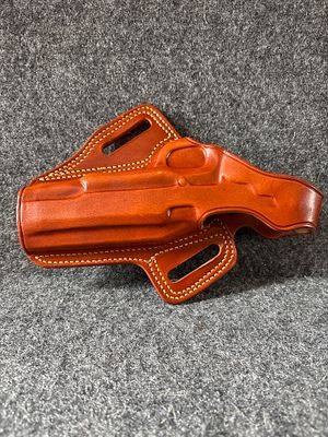 Galco FL212R Tan Leather Fletch High Ride Belt Holster. A tan leather pancake-style belt holster 