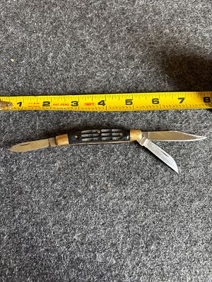 Pakistan Three-Blade Folding Pocket Knife with Brass Bolsters. A three-blade folding pocket 