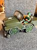 Vintage Masudaya Modern Toys Battery Operated Tin Army Jeep. A vintage olive green tin Image - 6