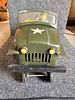 Vintage Masudaya Modern Toys Battery Operated Tin Army Jeep. A vintage olive green tin Image - 7