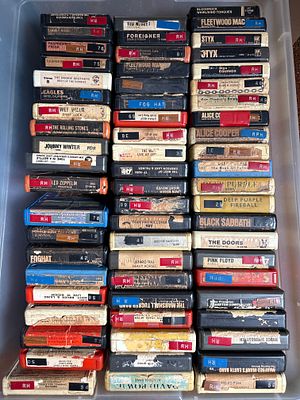 A Collection of Vintage Classic Rock 8-Track Tape Cartridges. A collection of vintage 8-track 