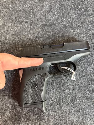 Ruger EC9s 9mm Luger Semi-Automatic Pistol. A black Ruger EC9s semi-automatic pistol chambered 