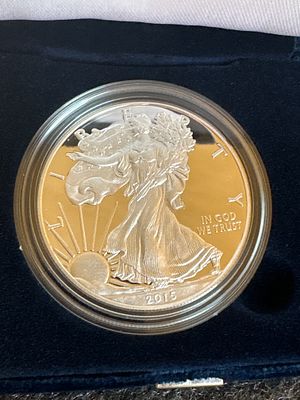 2015-W American Eagle One Ounce Silver Proof Coin with OGP. A 2015-W American Eagle one ounce 