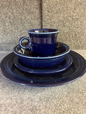 A Collection of Fiesta Cobalt Blue Glazed Ceramic Tableware. This collection of cobalt blue 