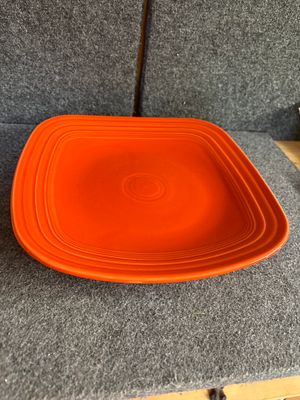 Fiesta Square Luncheon Plate in Orange. A Fiesta square glazed ceramic luncheon plate produced 