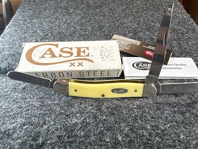 Case XX Smooth Yellow Synthetic Medium Stockman Pocket Knife 3318 CS with Box 2005. This is a 