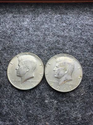 A Pair of US 1968-D Kennedy Half Dollars. This lot consists of a pair of United States Kennedy 