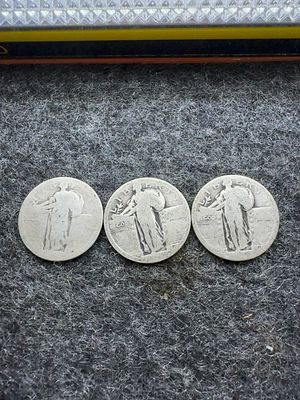 Three US Standing Liberty Silver Quarters Dateless. This lot contains three US Standing Liberty 