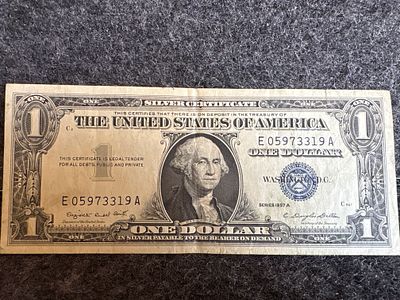 Series 1957 A US $1 Silver Certificate. A small-size United States $1 Silver Certificate, Series 