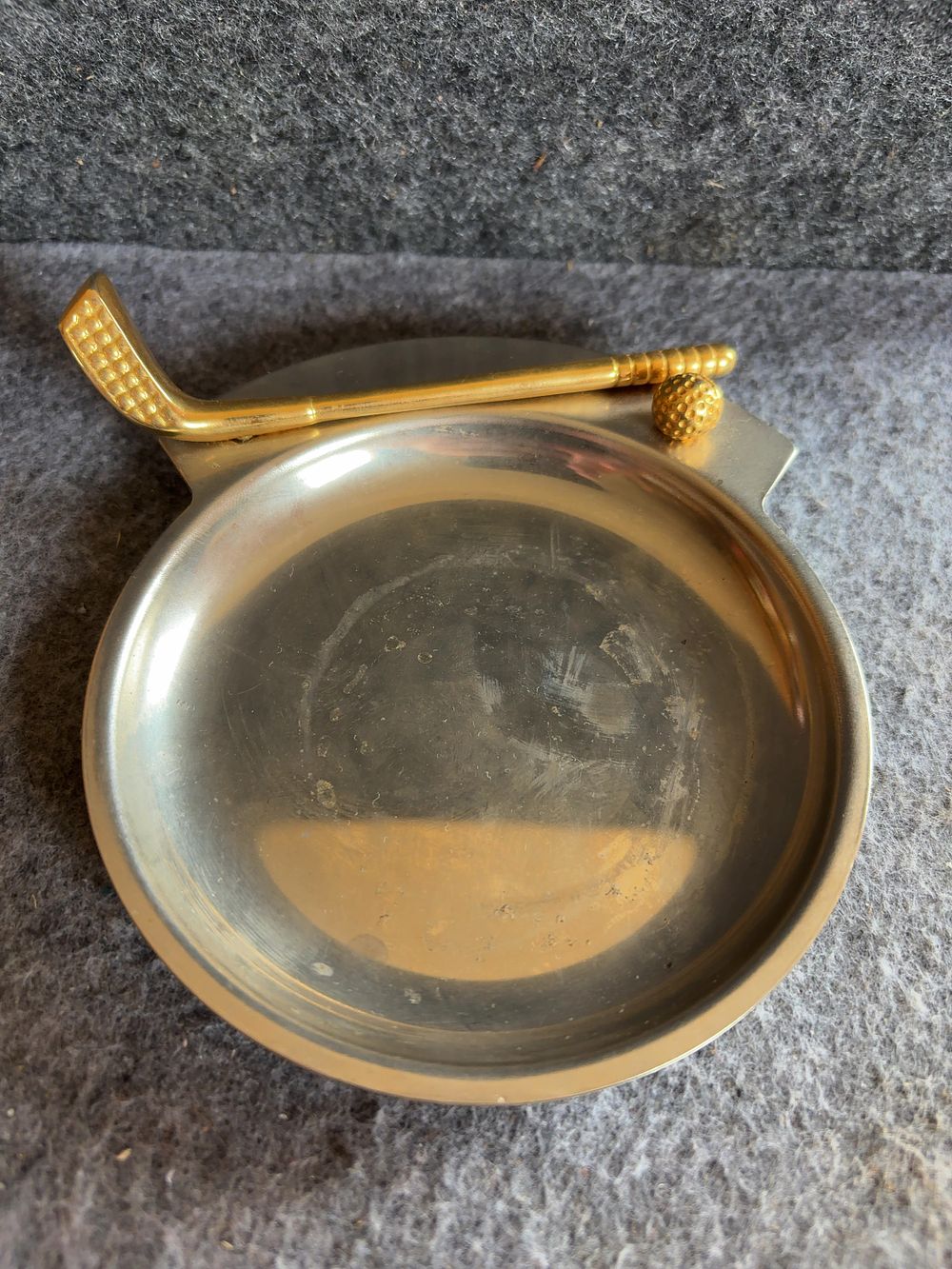 Lot 176: Vintage Golf-Themed Metal Trinket Dish with Miniature Club and Ball