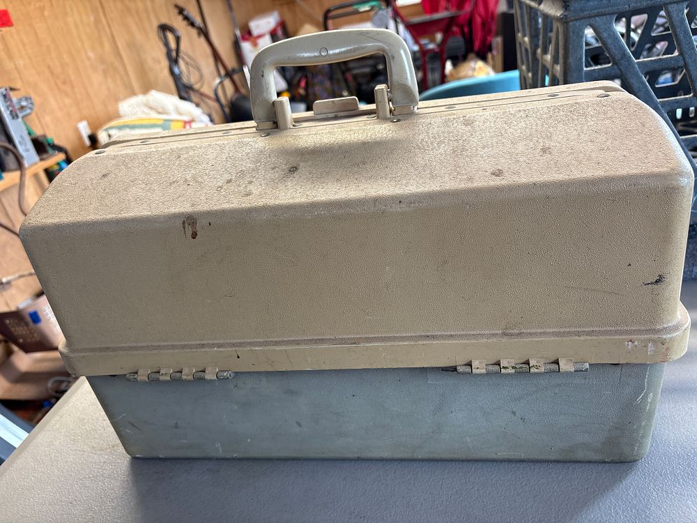 Lot 185: An Assortment of Vintage Fishing Equipment and a Plano Model 8600 Tackle Box