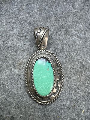 Carolyn Pollack Relios Sterling Silver and Green Turquoise Pendant. This sterling silver pendant 