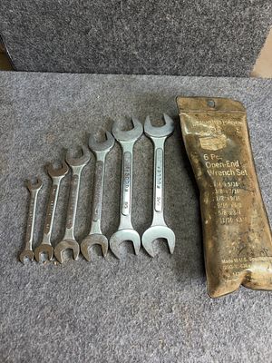 A 6-Piece Fuller Tool Co. Open-End Wrench Set with Pouch. This set of six double-ended open-end 