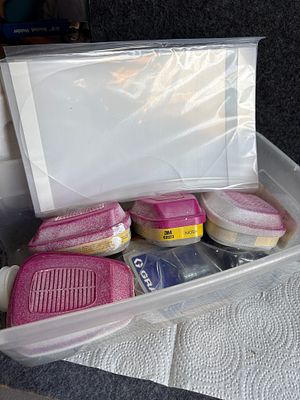 An Assortment of Industrial Painting and Respiratory Supplies Including 3M 60923 Cartridges and 