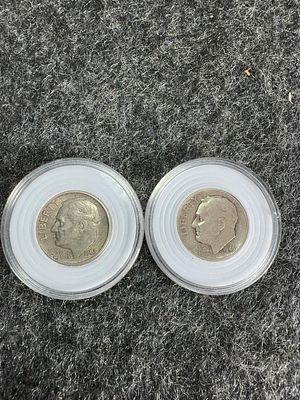 A Pair of US Roosevelt Silver Dimes, 1946 and 1963-D. A pair of US Roosevelt silver dimes 