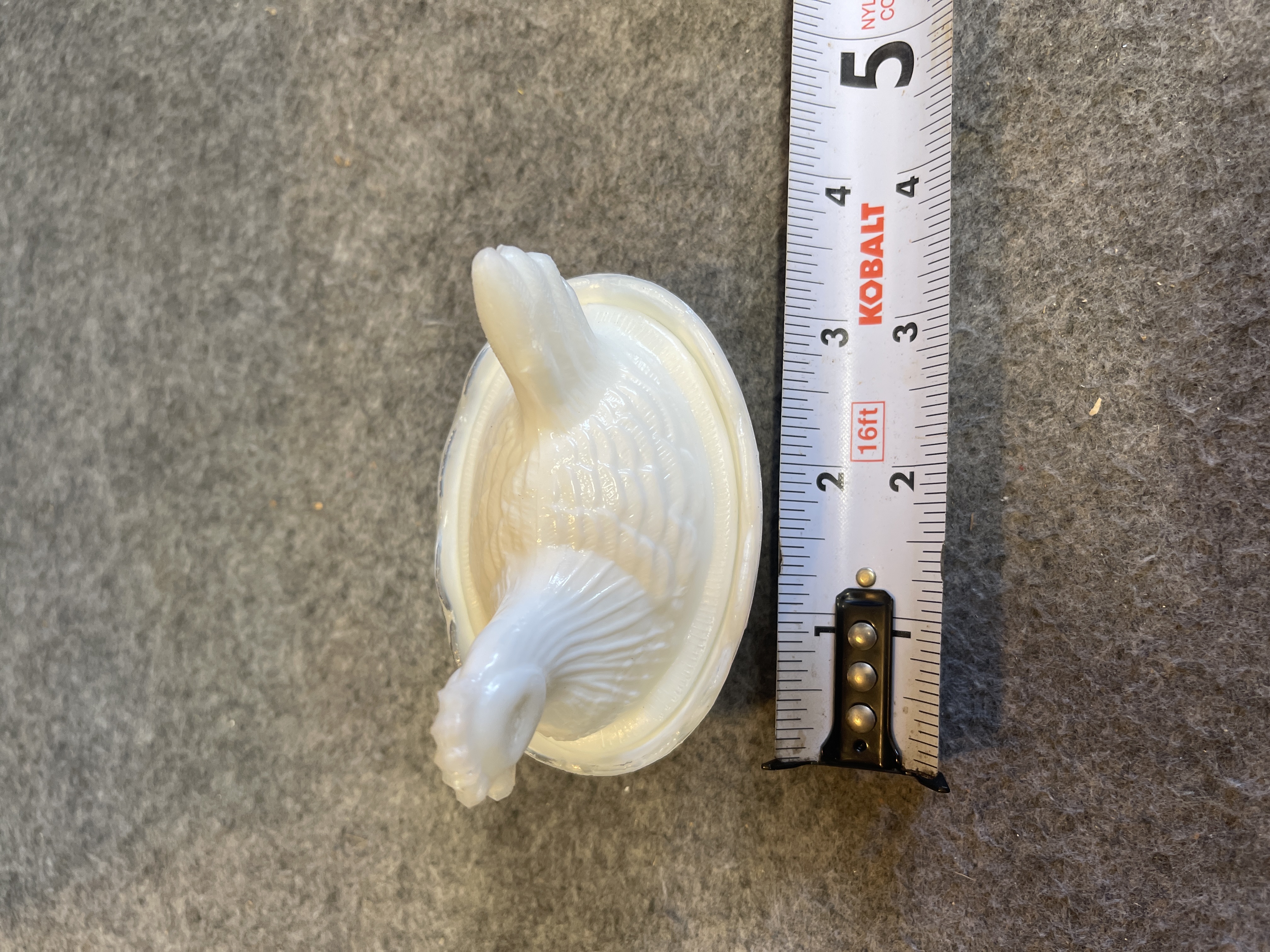 Hazel-Atlas White Milk Glass Miniature Hen on Nest Covered Dish