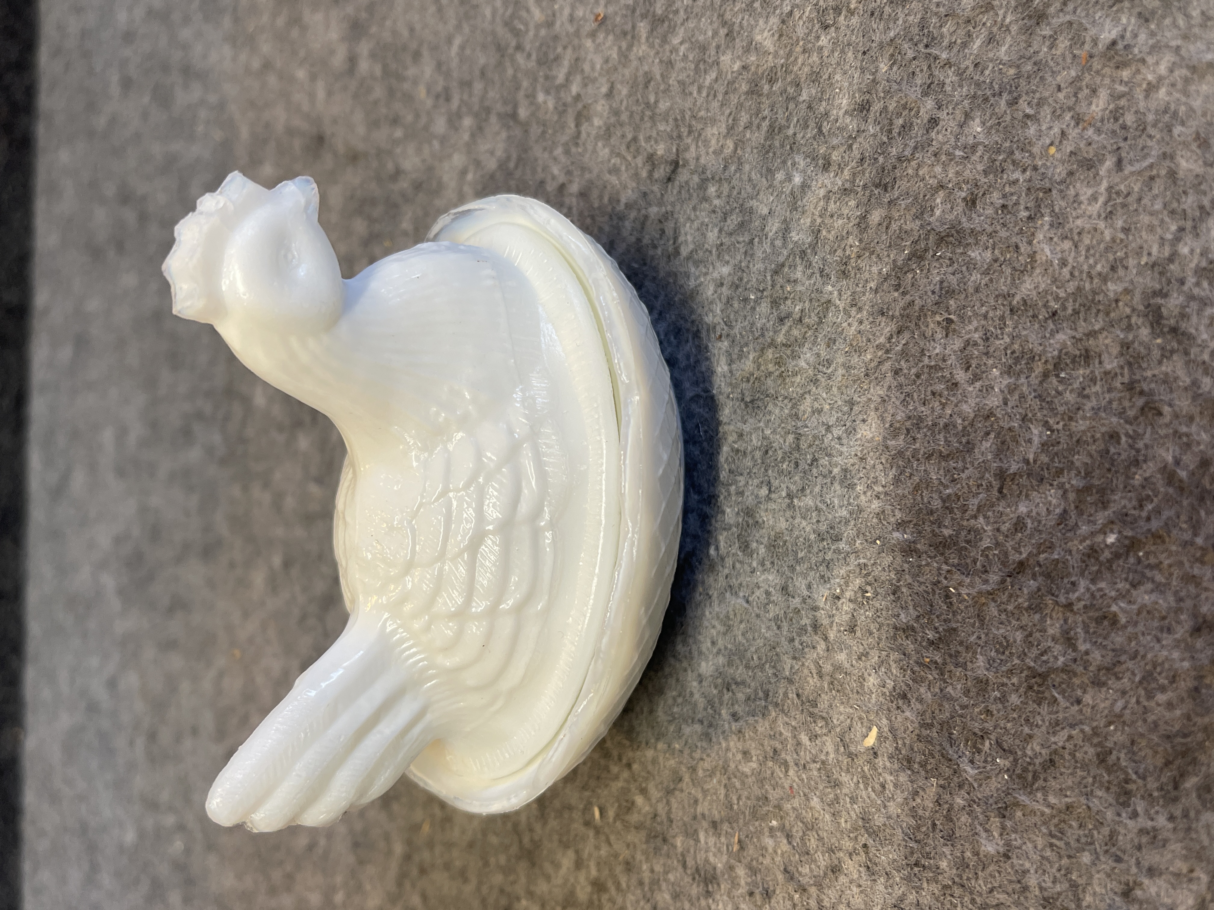 Hazel-Atlas White Milk Glass Miniature Hen on Nest Covered Dish
