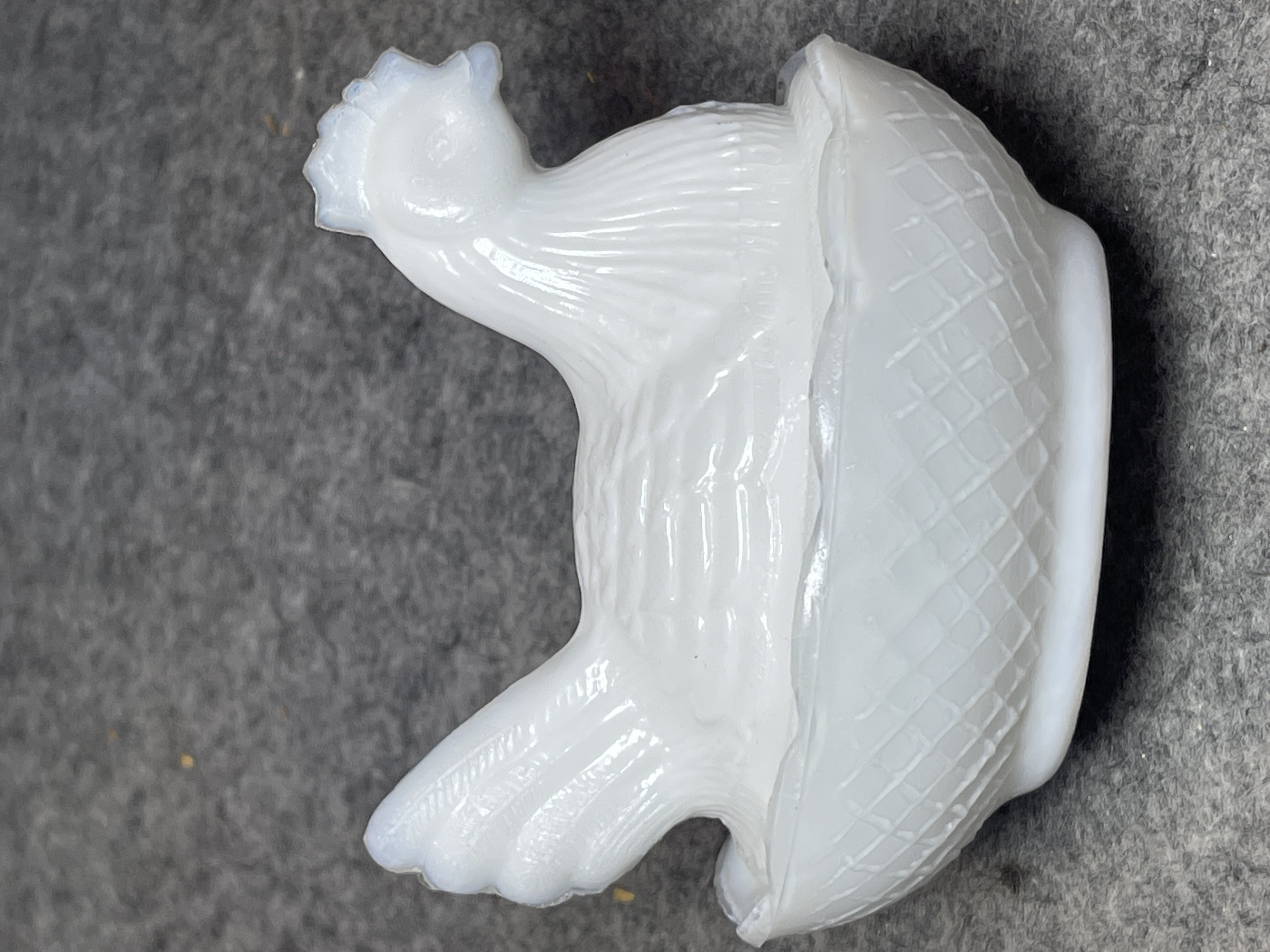 Hazel-Atlas White Milk Glass Miniature Hen on Nest Covered Dish