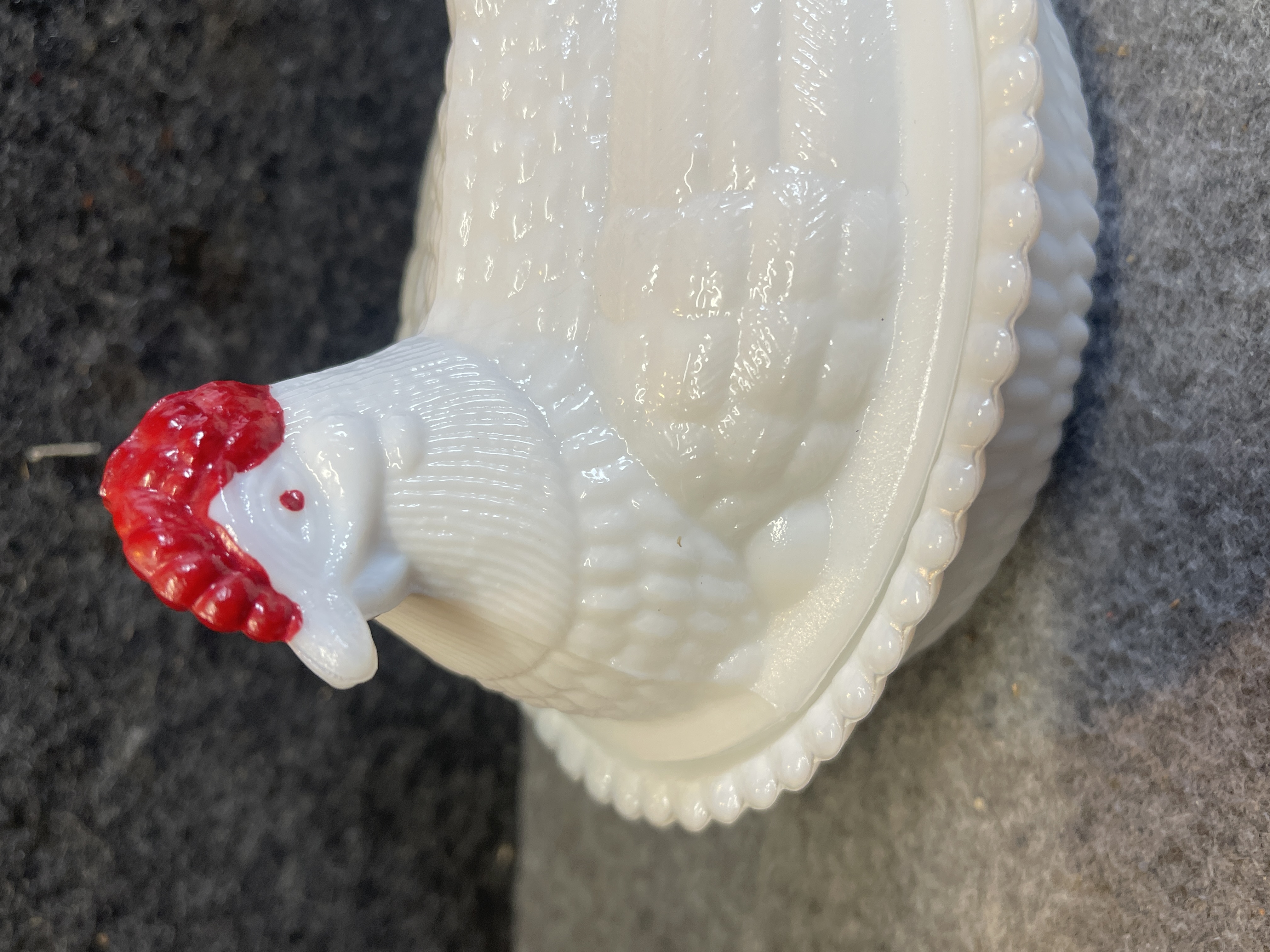 Westmoreland Milk Glass Hen on Nest Split Tail Covered Dish