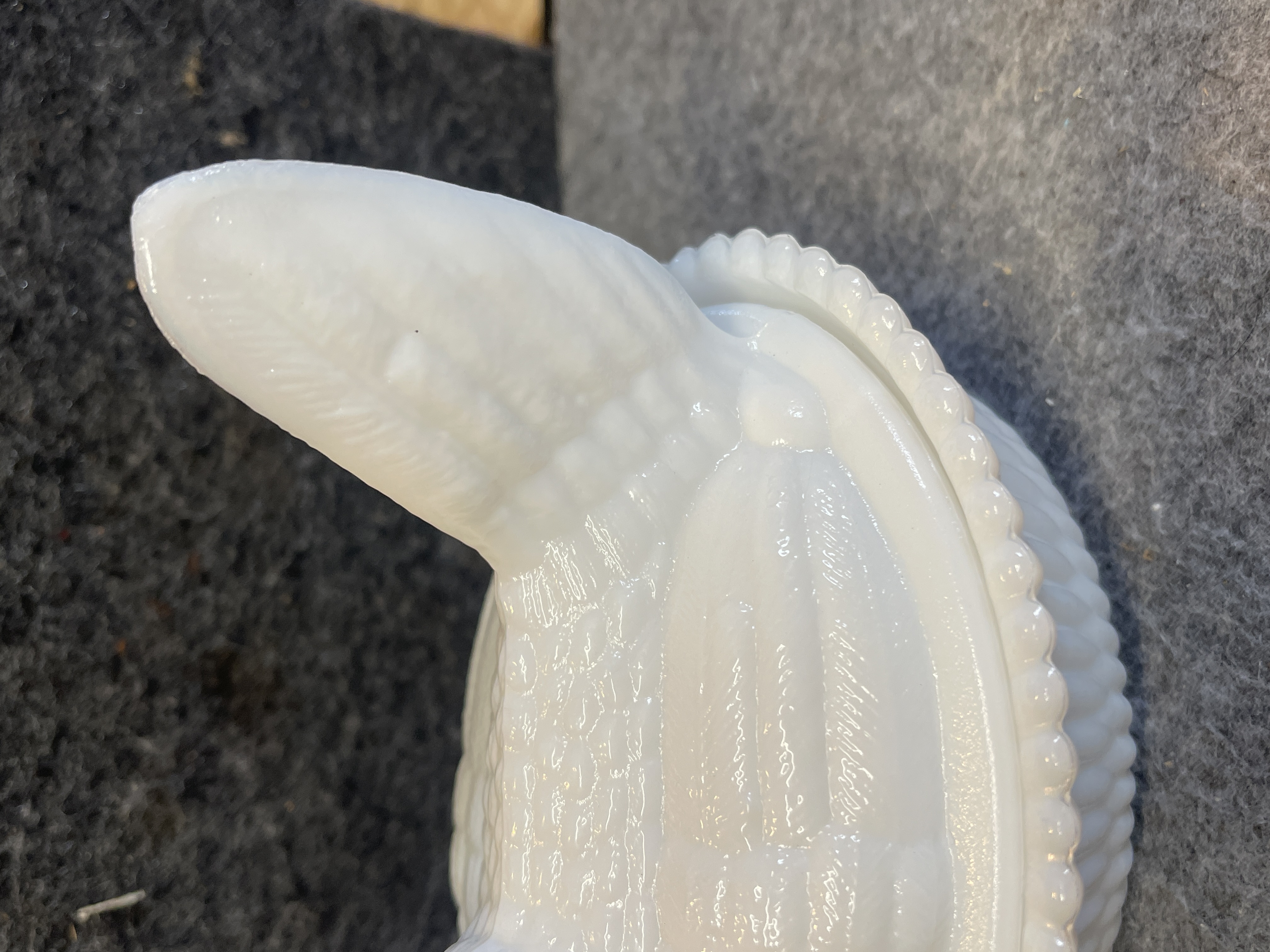 Westmoreland Milk Glass Hen on Nest Split Tail Covered Dish