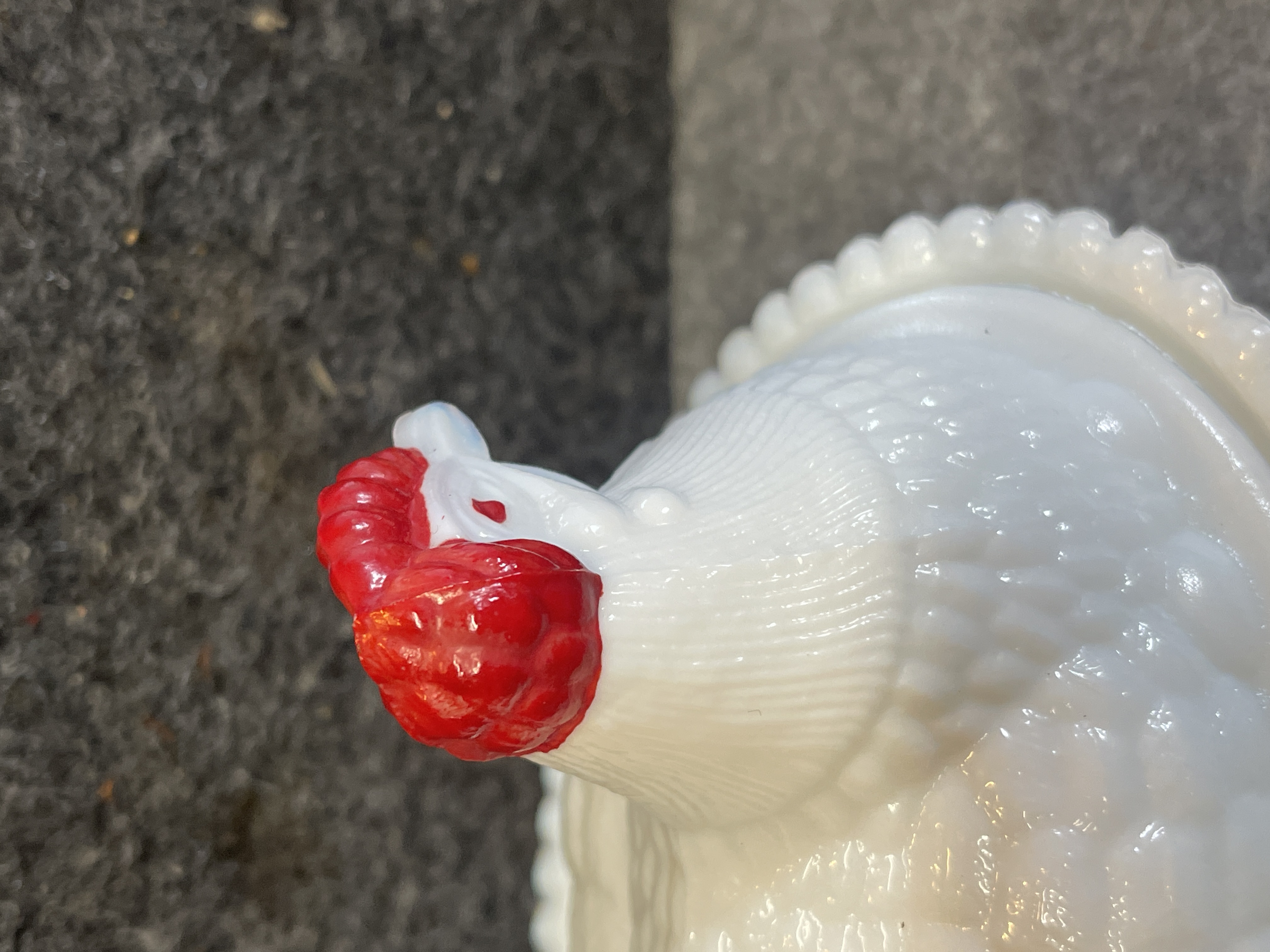 Westmoreland Milk Glass Hen on Nest Split Tail Covered Dish