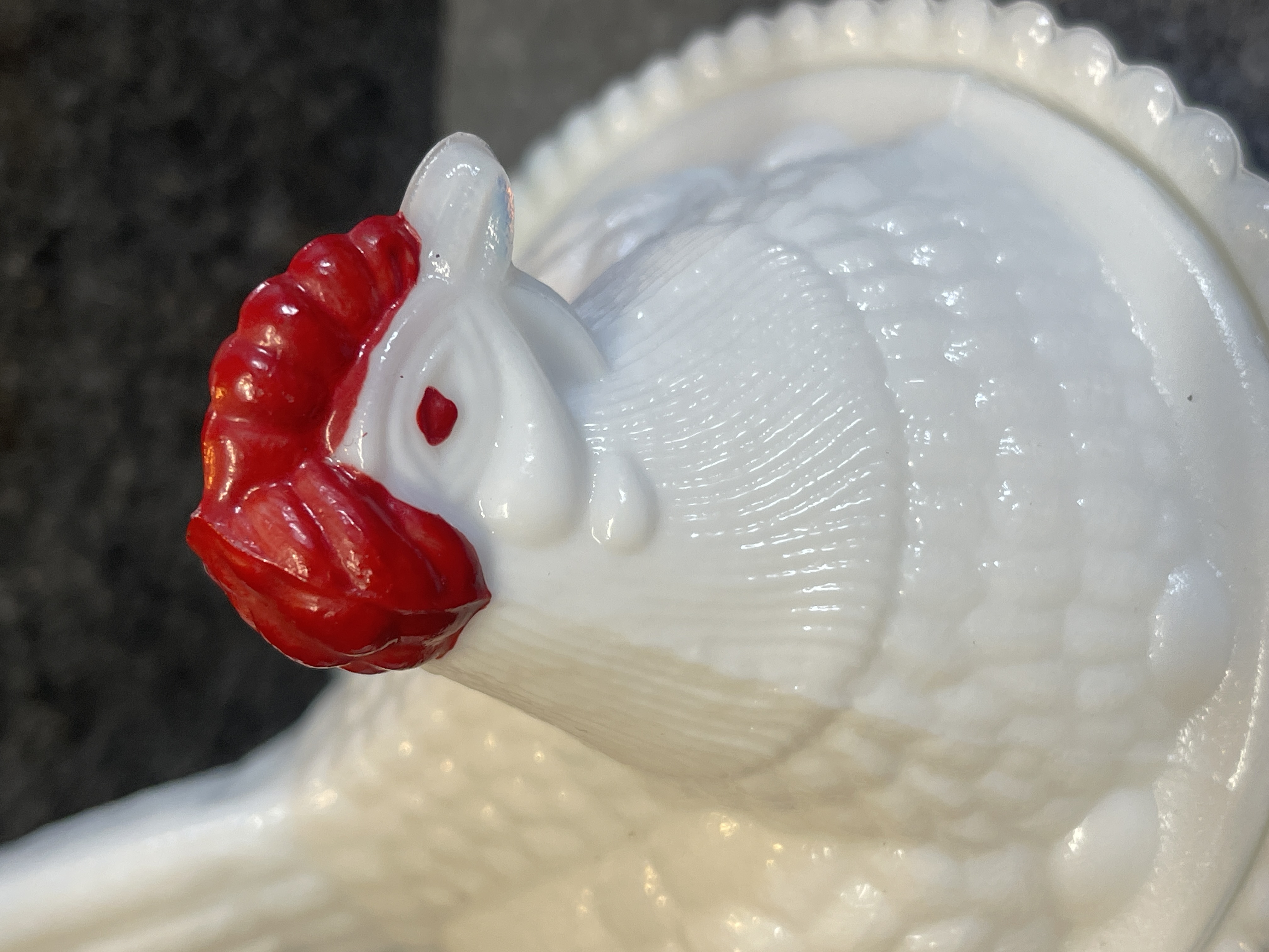 Westmoreland Milk Glass Hen on Nest Split Tail Covered Dish