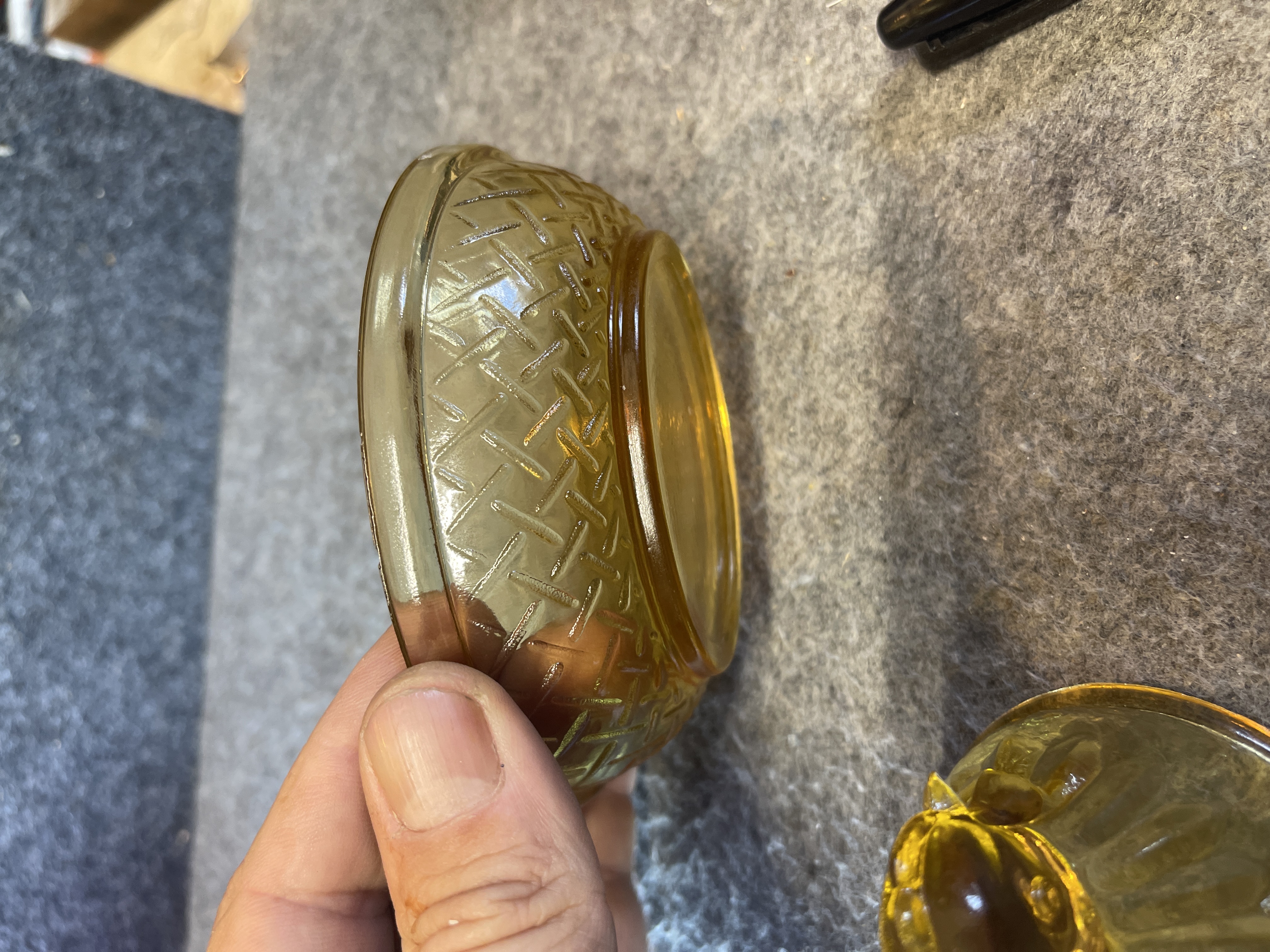 Hazel Atlas Amber Glass Miniature Hen on Nest Covered Dish