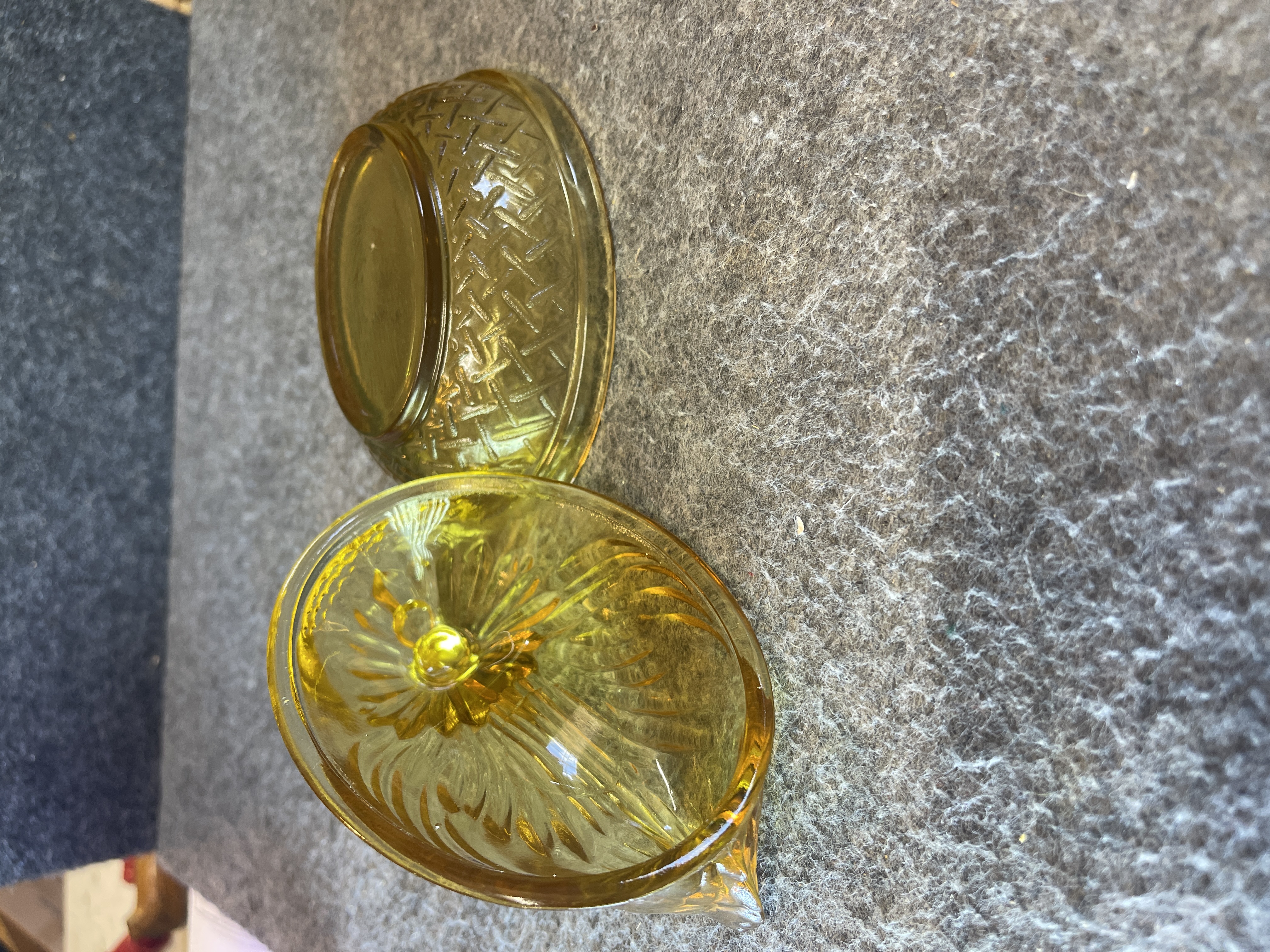 Hazel Atlas Amber Glass Miniature Hen on Nest Covered Dish