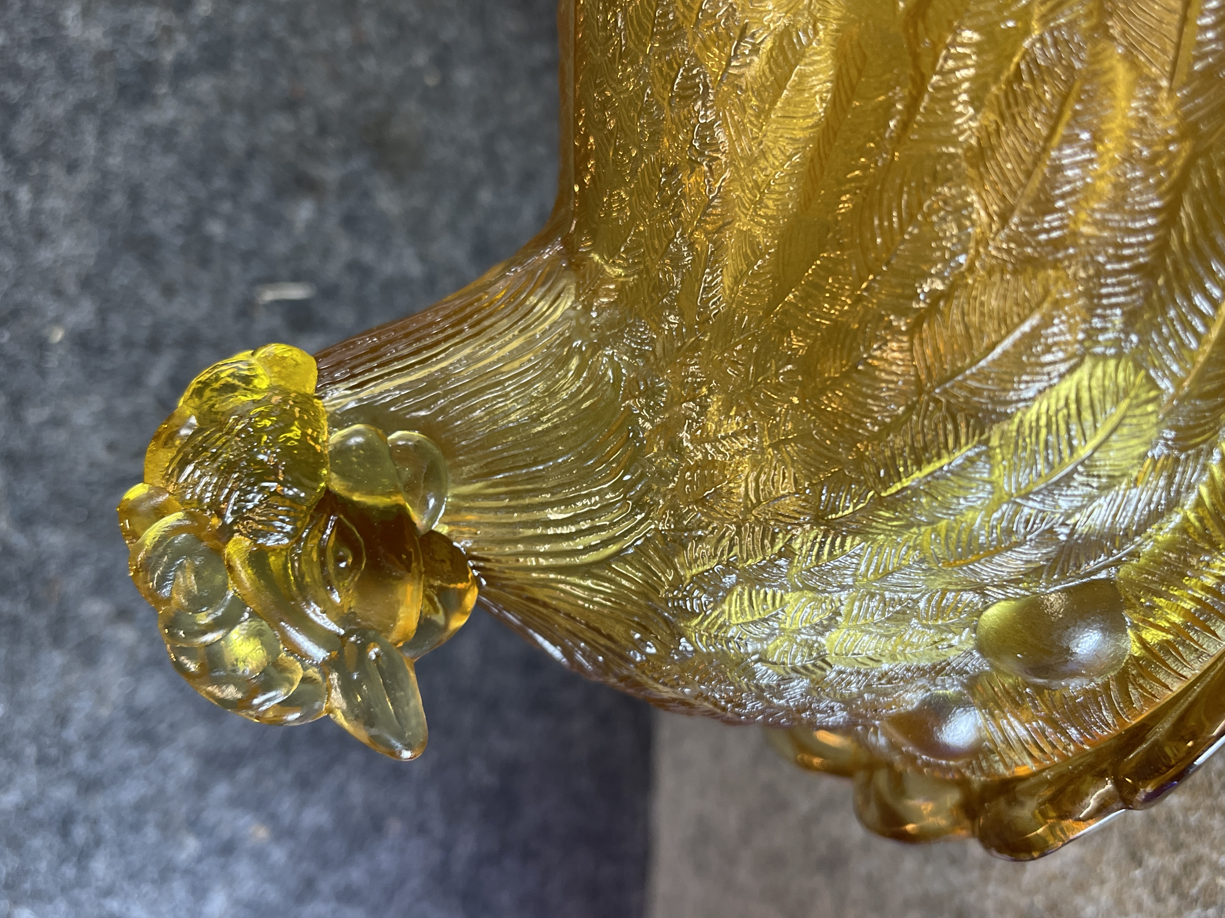Hen on Nest Amber Pressed Glass Covered Dish