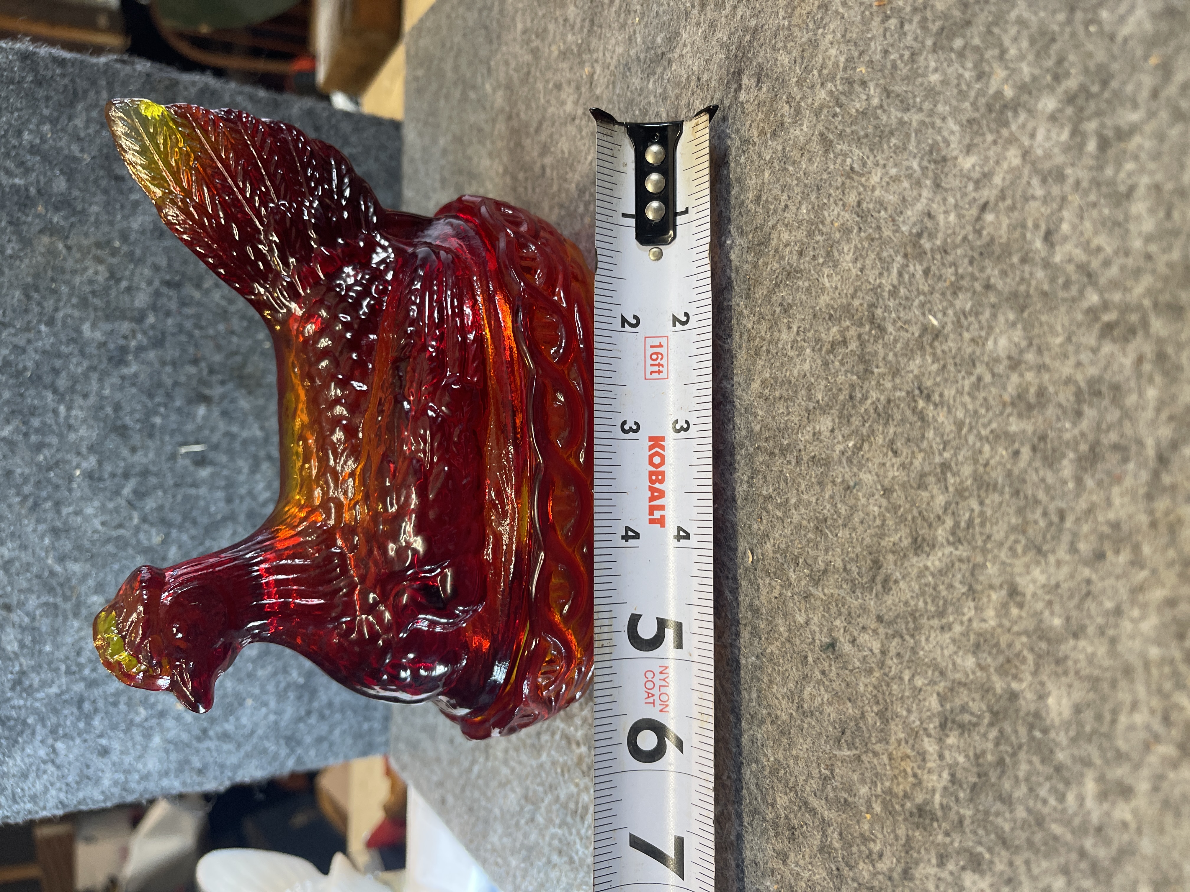Vintage L.E. Smith Amberina Glass Hen on Nest Lidded Dish