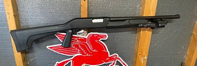 Stevens 320 Security 12 Gauge Pistol Grip Shotgun with Bead Sight and mounted flashlight
. Calibe 