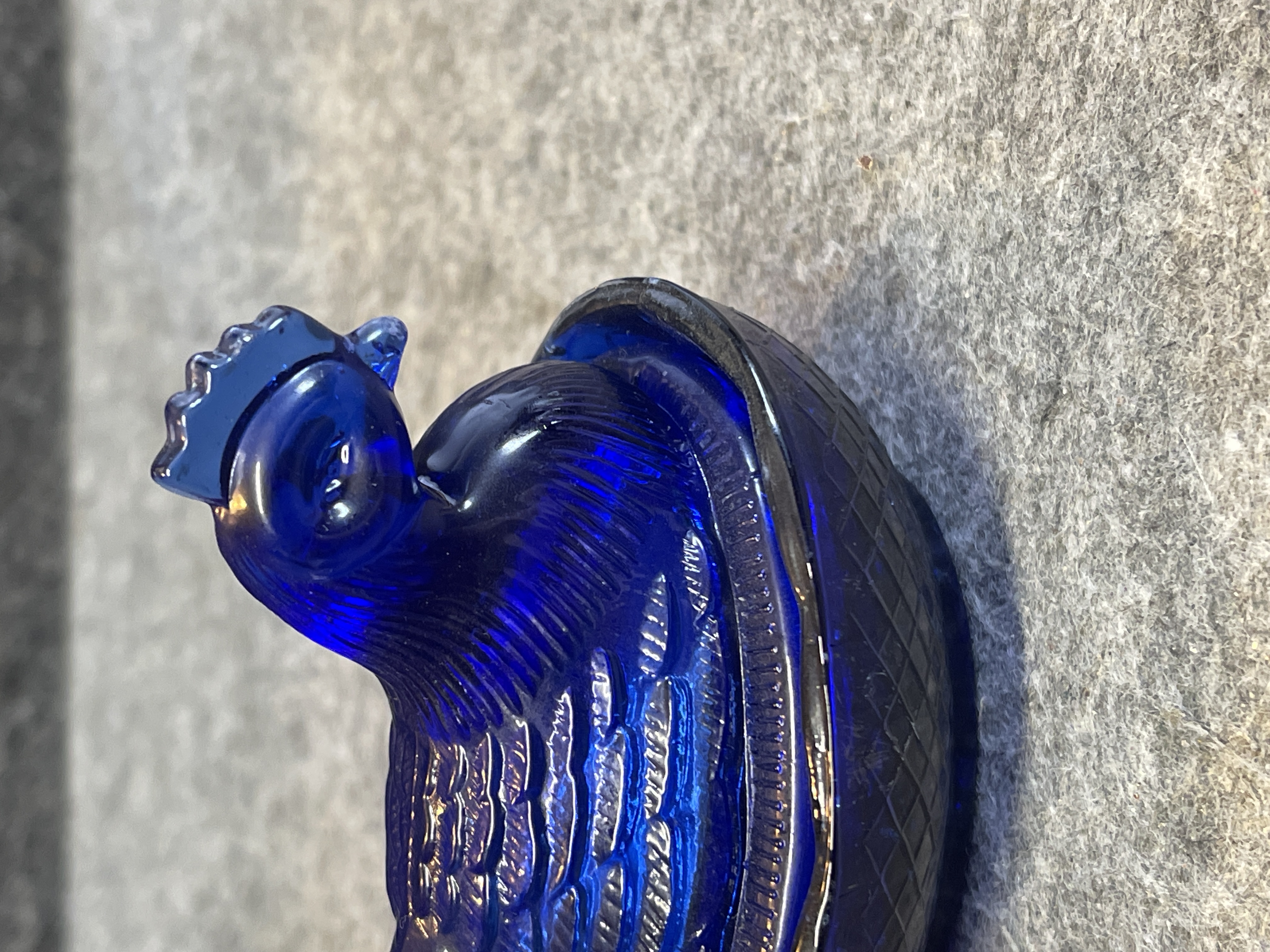 Viking Glass Cobalt Blue Miniature Hen on Nest Covered Dish