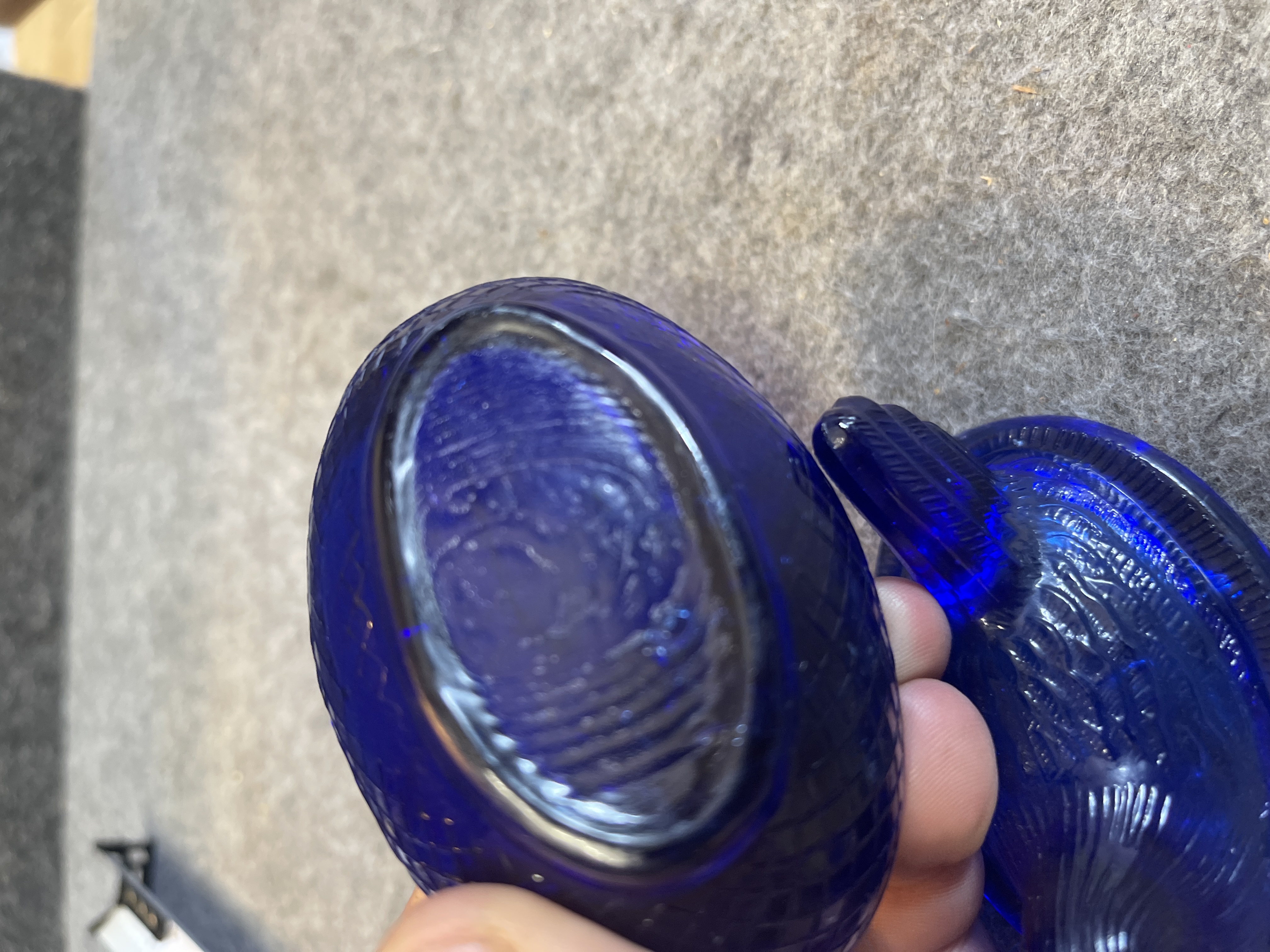 Viking Glass Cobalt Blue Miniature Hen on Nest Covered Dish
