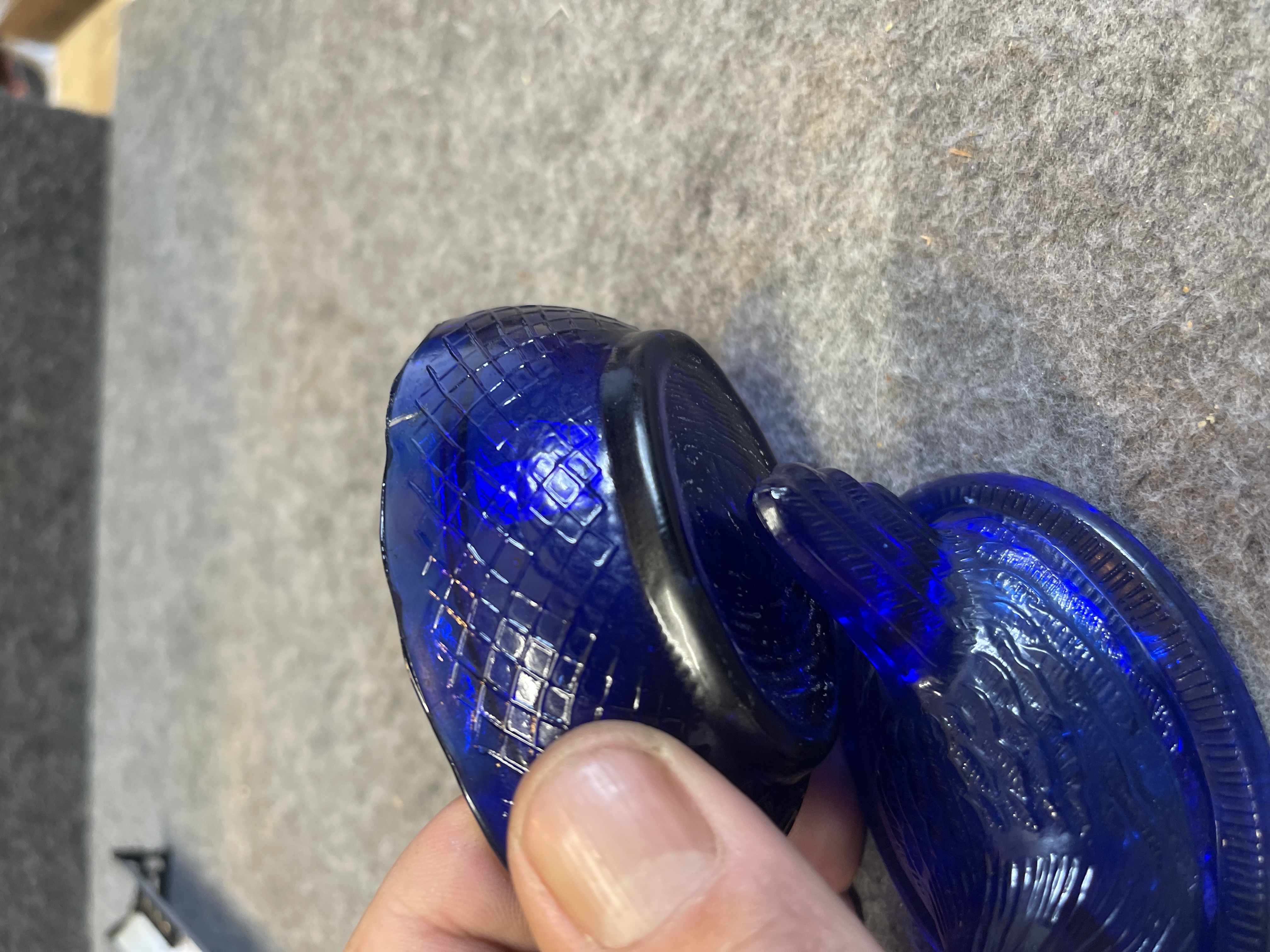 Viking Glass Cobalt Blue Miniature Hen on Nest Covered Dish