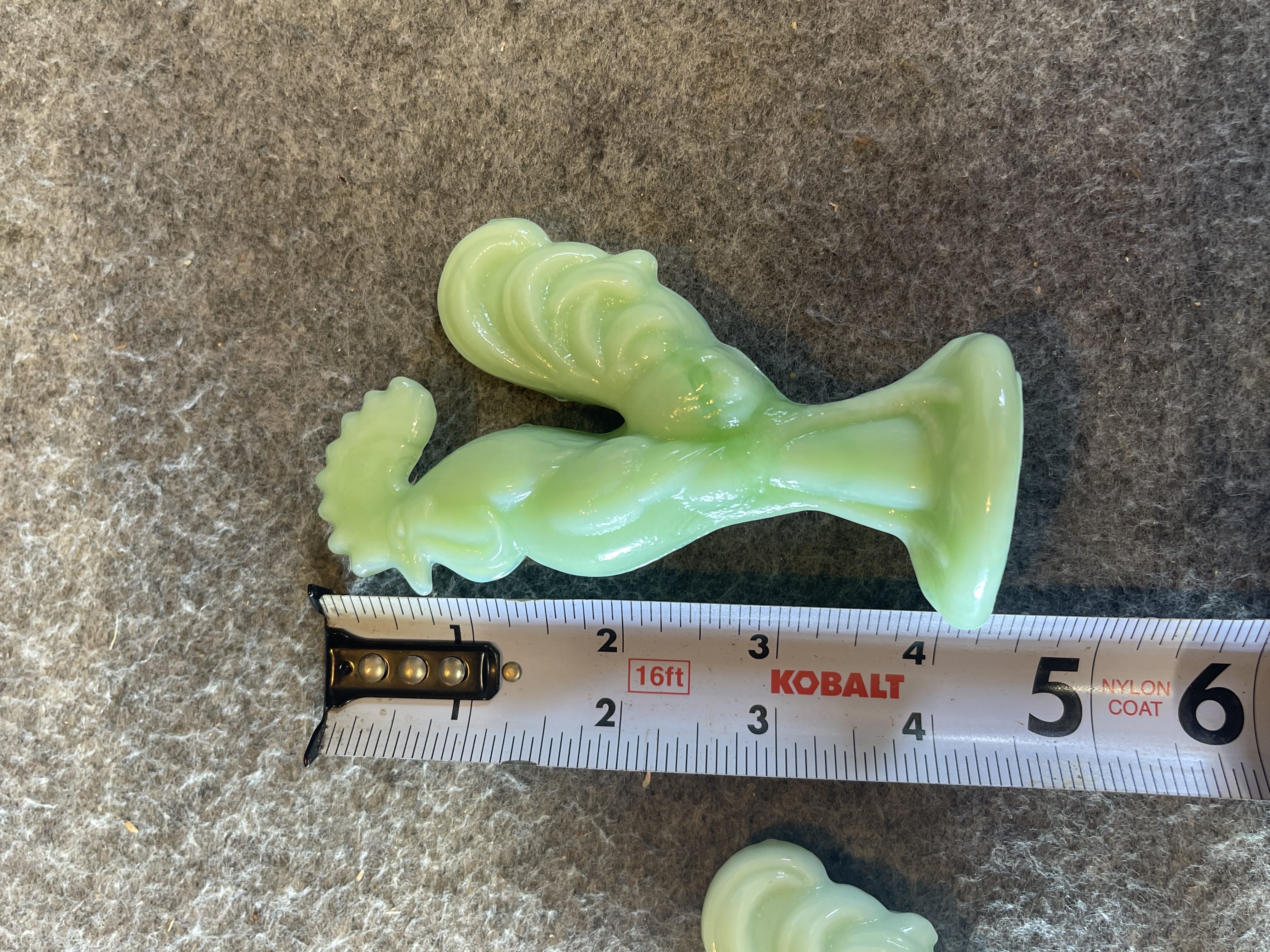 A Pair of Houze Glass Company Jadeite Rooster Figurines