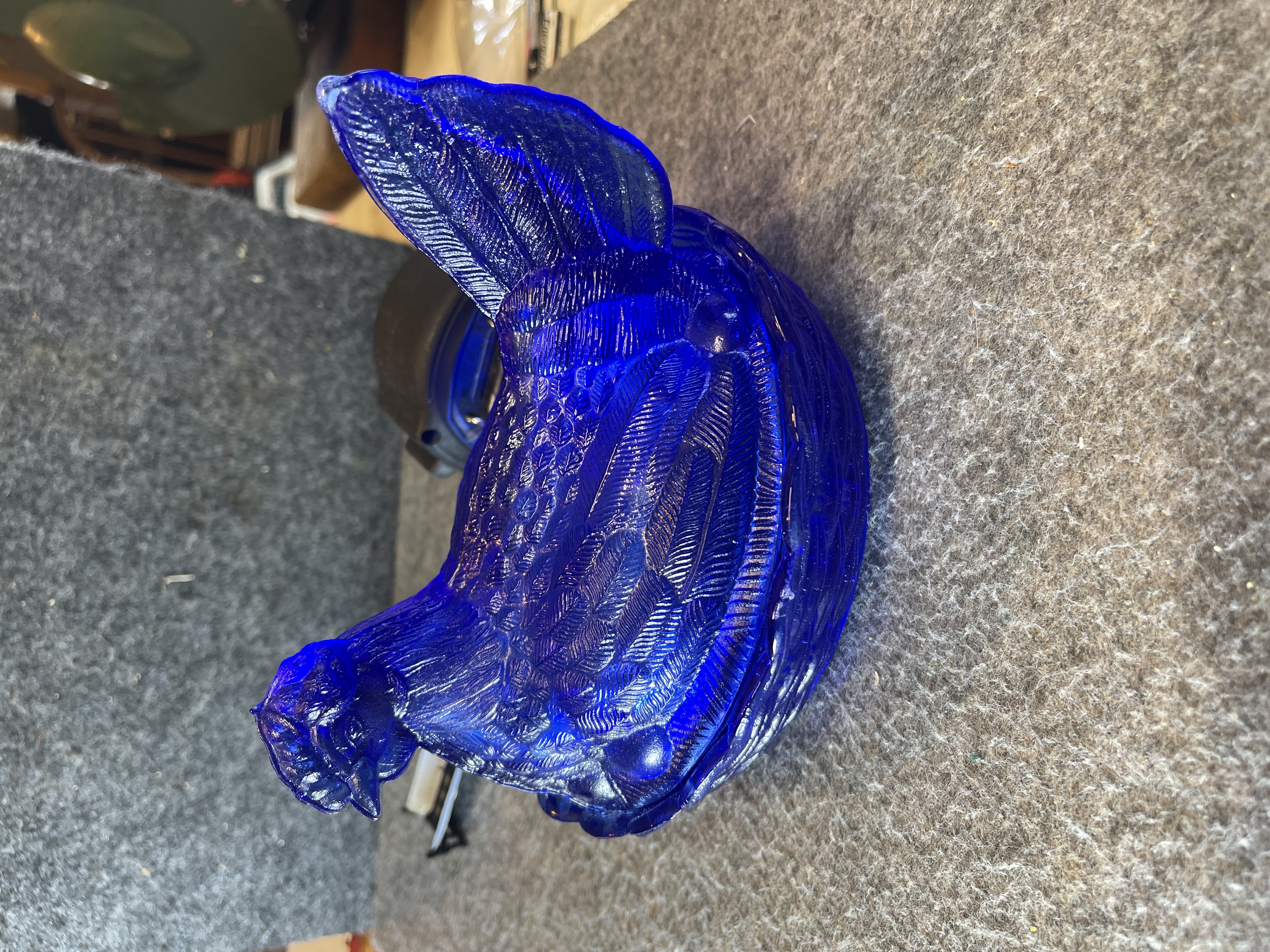 Imperial Glass Cobalt Blue Hen on Nest Covered Dish