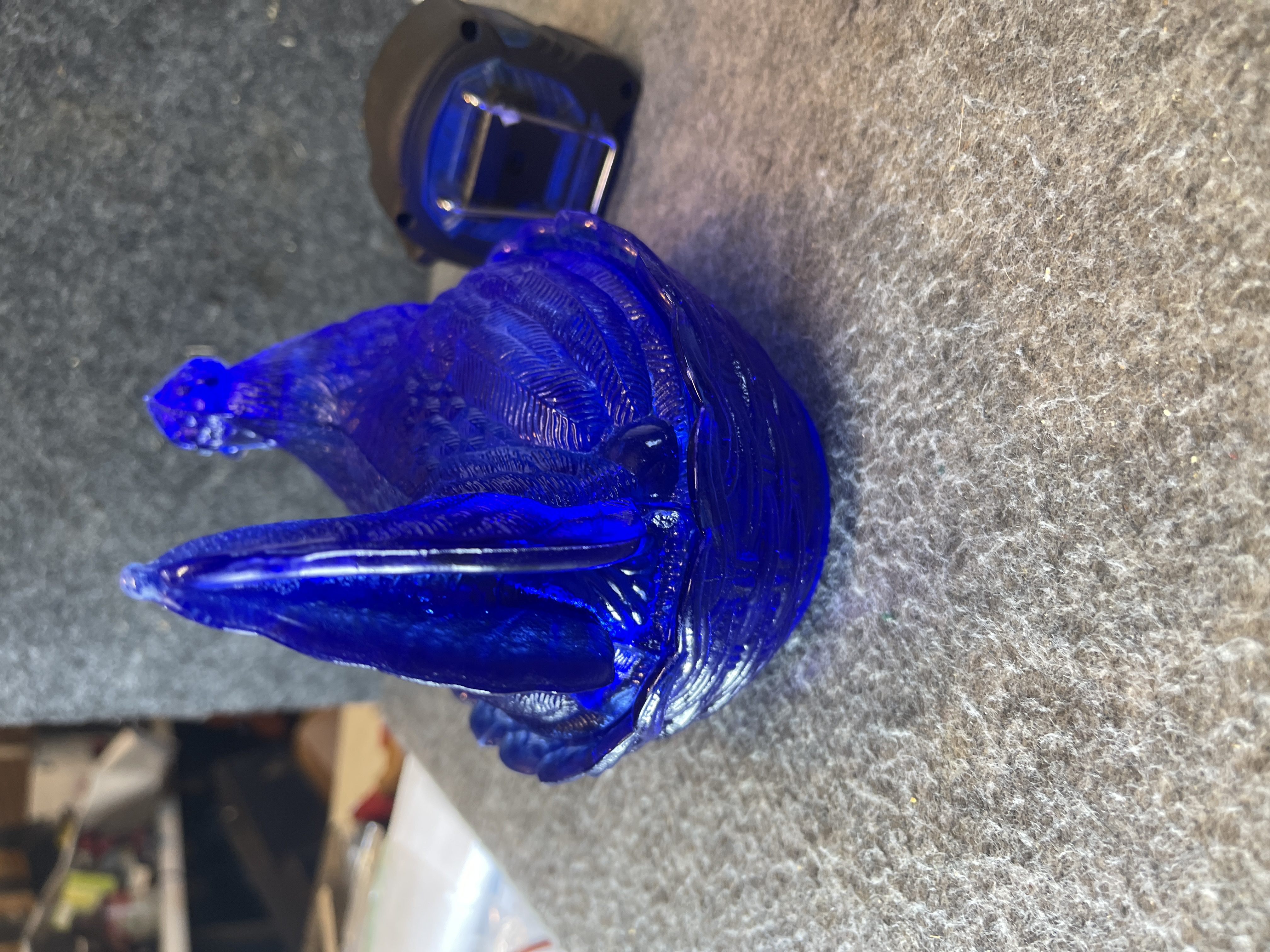 Imperial Glass Cobalt Blue Hen on Nest Covered Dish