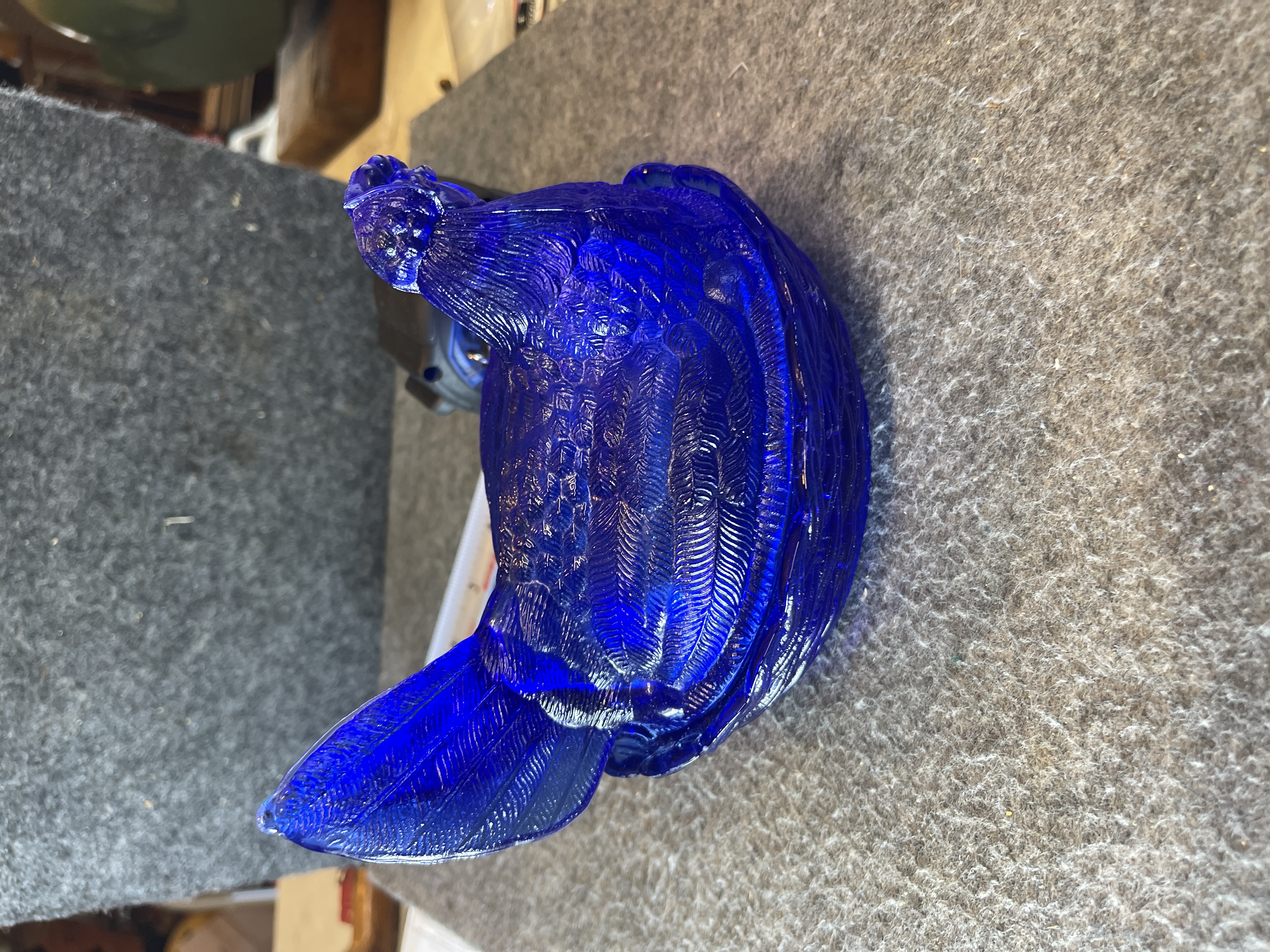Imperial Glass Cobalt Blue Hen on Nest Covered Dish