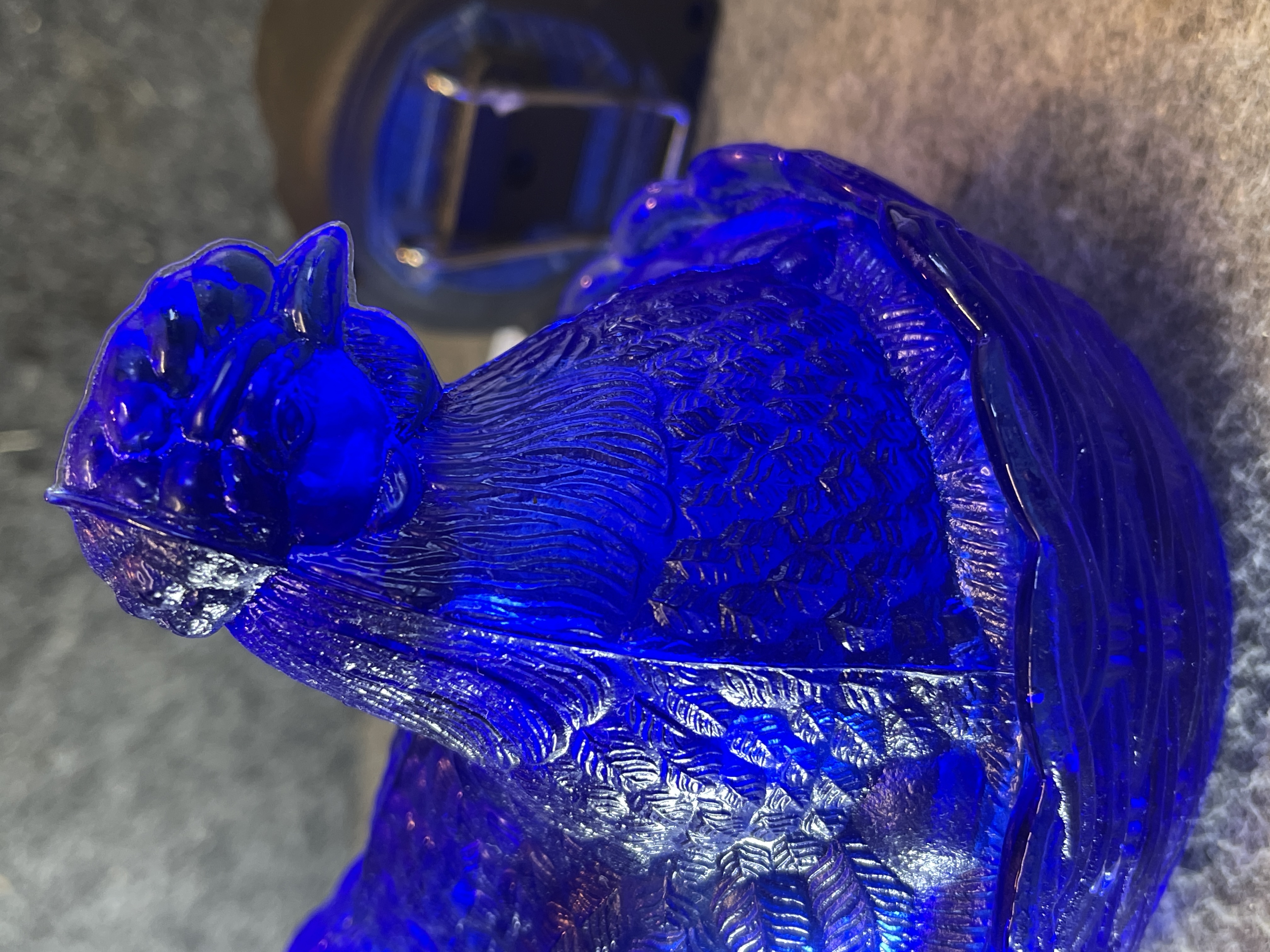 Imperial Glass Cobalt Blue Hen on Nest Covered Dish
