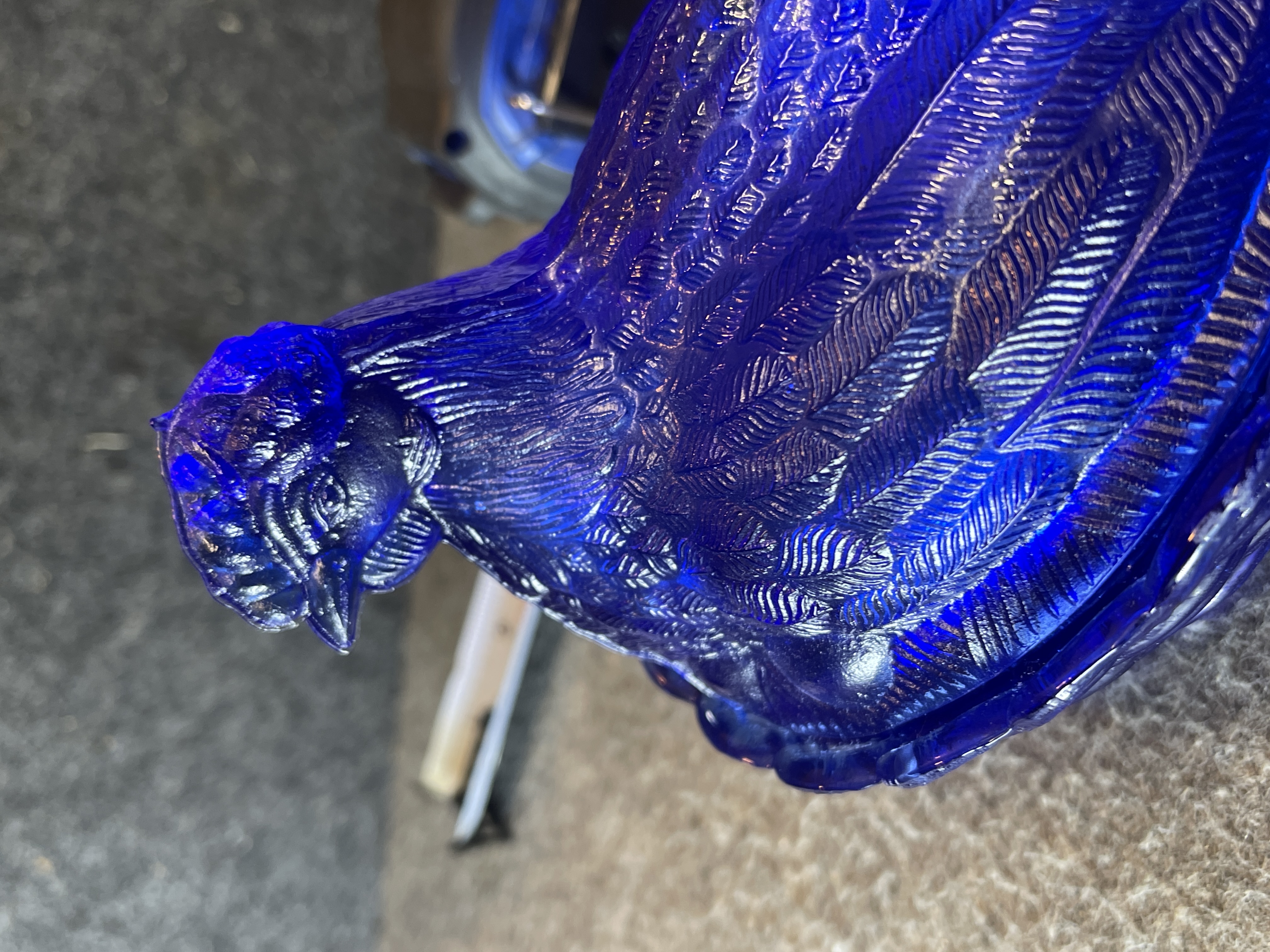 Imperial Glass Cobalt Blue Hen on Nest Covered Dish