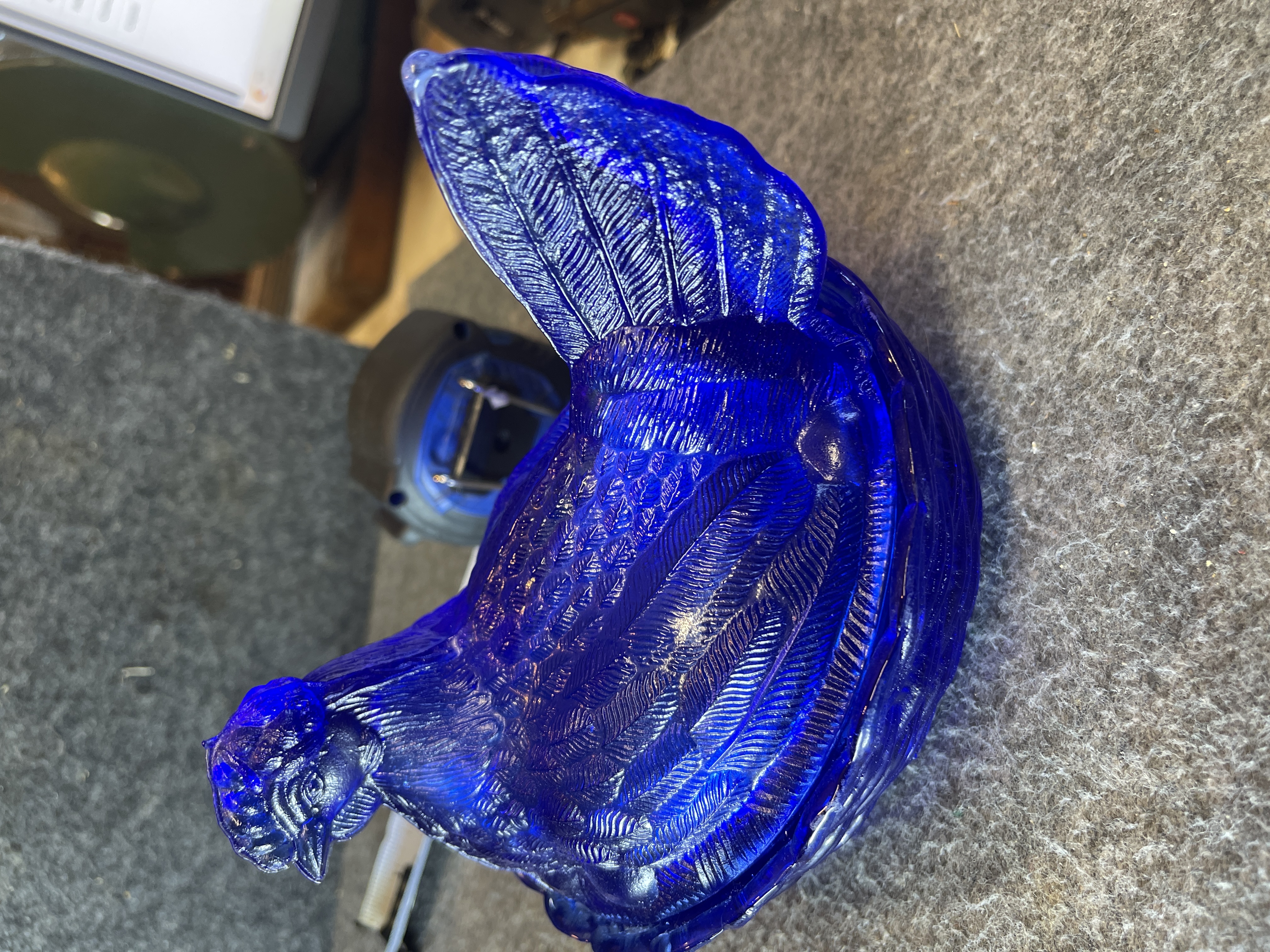 Imperial Glass Cobalt Blue Hen on Nest Covered Dish