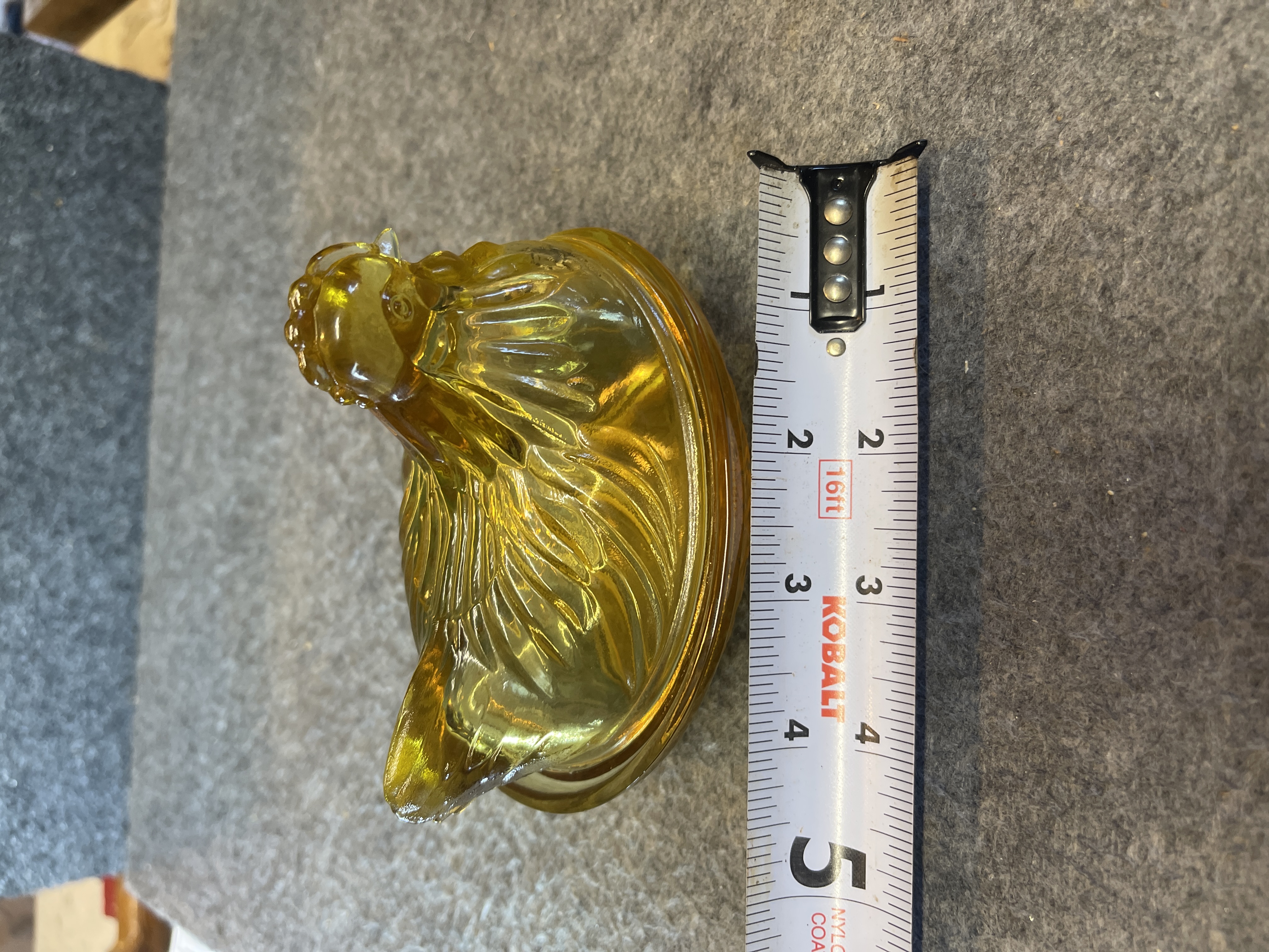 Vintage Miniature Amber Pressed Glass Hen-on-Nest Lid