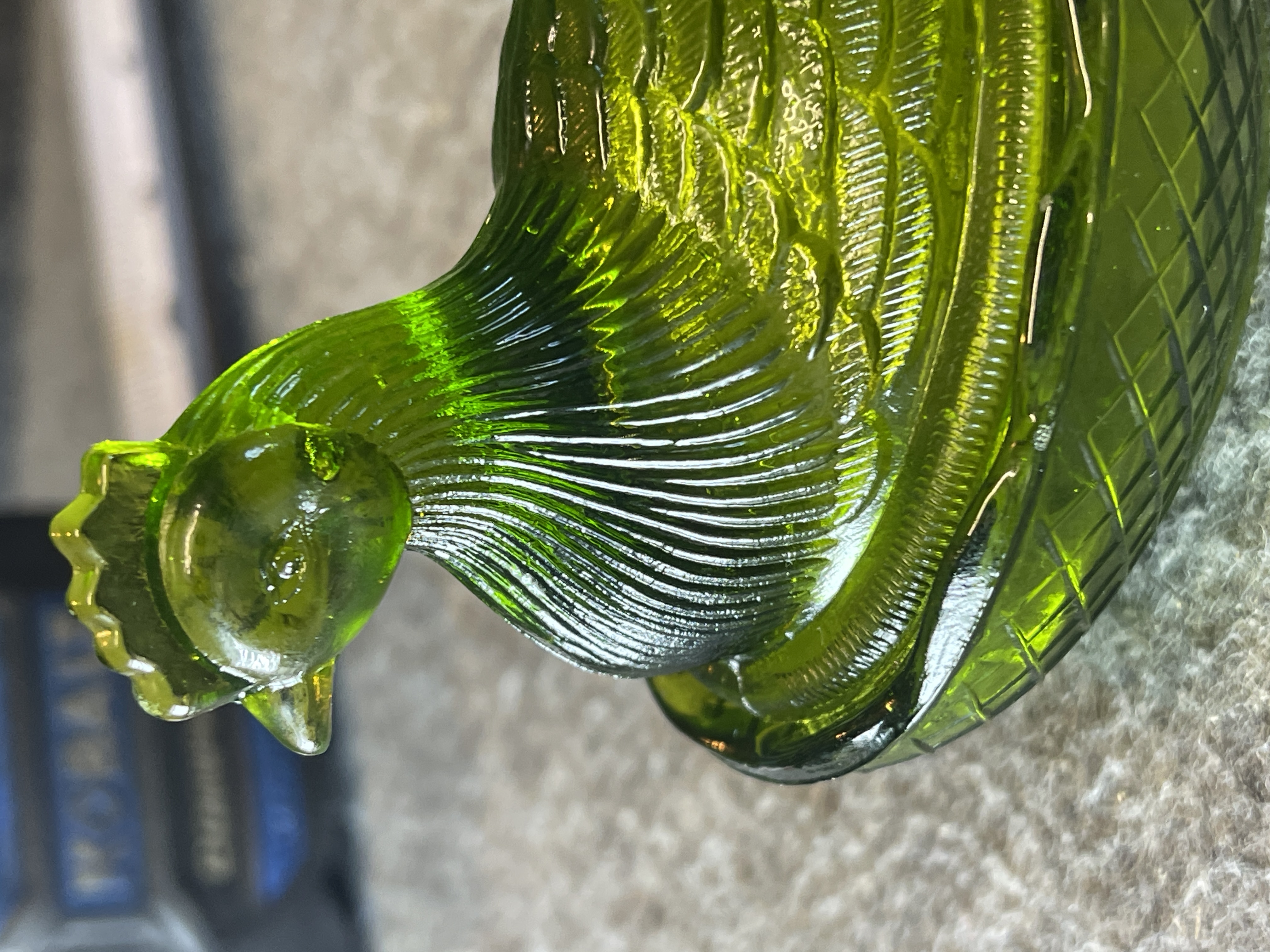 Imperial Glass Emerald Green Miniature Hen on Nest Covered Dish